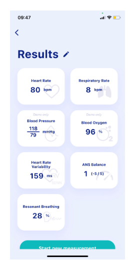 Results of a health check displayed in the app